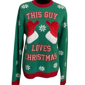 MENS FESTIVE CHRISTMAS CREWNECK SWEATER SZ MED